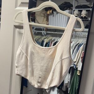 Cream Cropped Sweater Tank Top